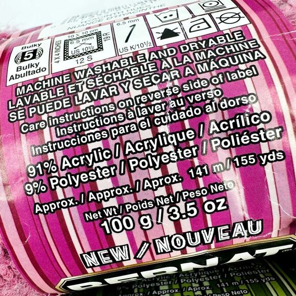 Bernat Masala Bulky Yarn Self Striping Pink Hyacinth Hues Green Thyme Tones (2) - Picture 4 of 7